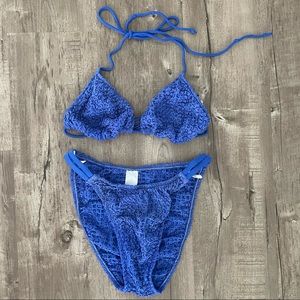 Too Hot Brazil Vintage 80’s High Waist Purple / Blue Bikini